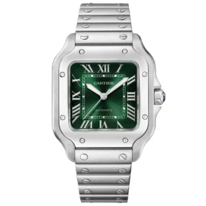 CARTIER STAINLESS STEEL GREEN DIAL "SANTOS DE CARTIER"